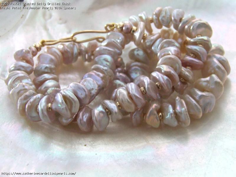 Pastel Stacked Belly Drilled Thick Keshi Petal Freshwater Pearls With Spacers Freshwater Pearl Longer Necklace