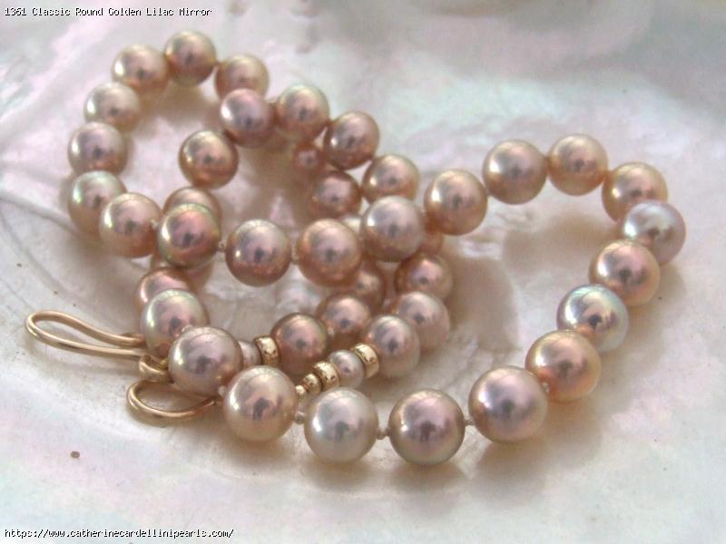 Classic Round Golden Lilac Mirror Metallic Freshwater Pearl Necklace