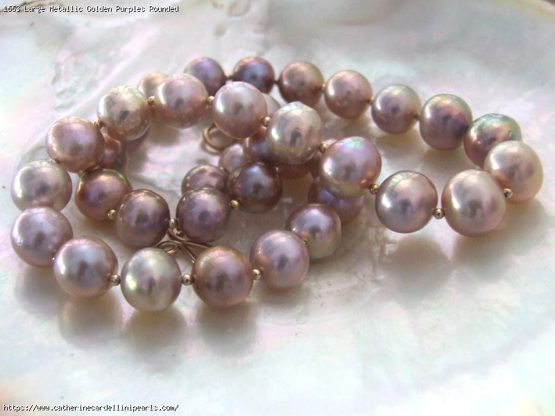 Large Metallic Golden Purples Rounded Baroque Freshwater Pearl Necklace