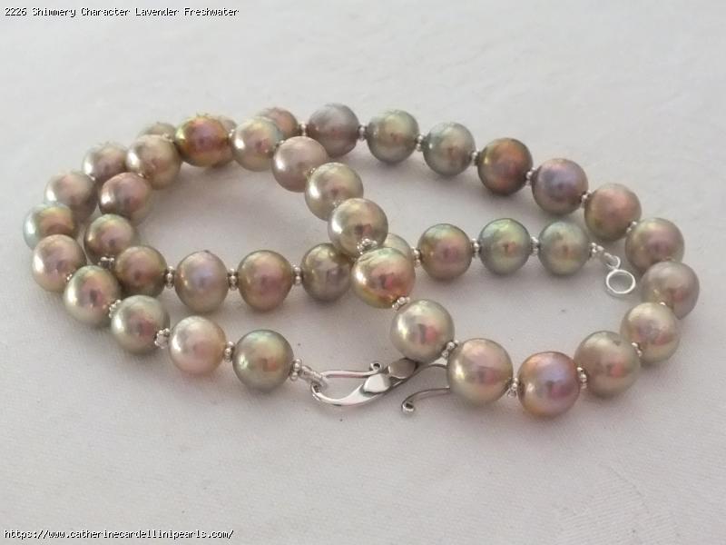 Shimmery Character Lavender Freshwater Pearl Necklace and Earring Set
