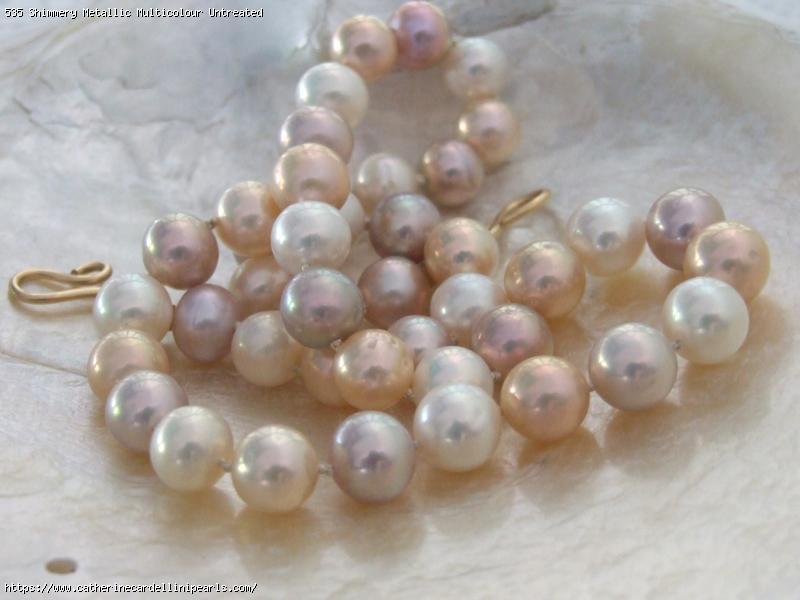 Shimmery Metallic Multicolour Untreated Freshwater Pearl Necklace