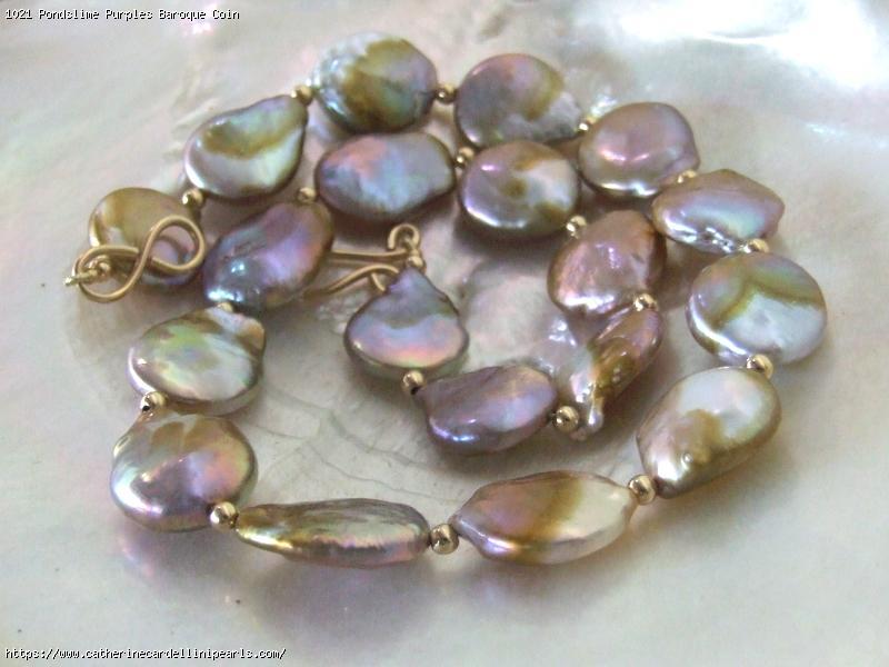 Pondslime Purples Baroque Coin Freshwater Pearl Necklace 