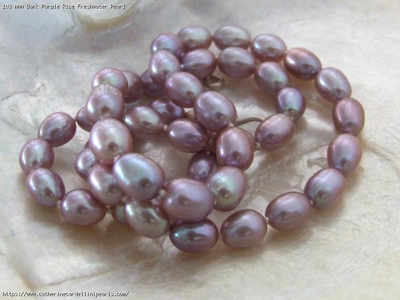 AAA Dark Purple Rice Freshwater Pearl Necklace - Michelle