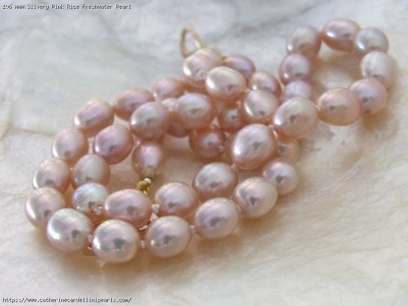 AAA Silvery Pink Rice Freshwater Pearl Necklace
