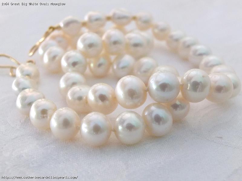 Great Big White Ovals Moonglow Freshwater Pearl Necklace - Katharine