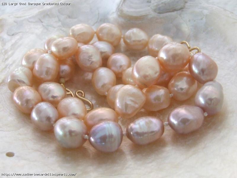 Large Oval Baroque Graduated Colour Freshwater Pearl Necklace