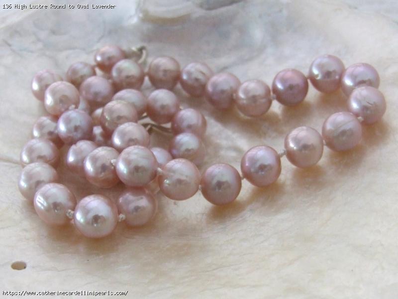 High Lustre Round to Oval Lavender Freshwater Pearl Necklace