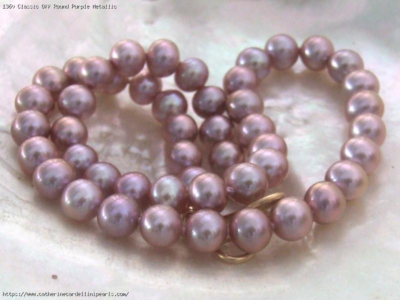 Classic Off Round Purple Metallic Freshwater Pearl Necklace