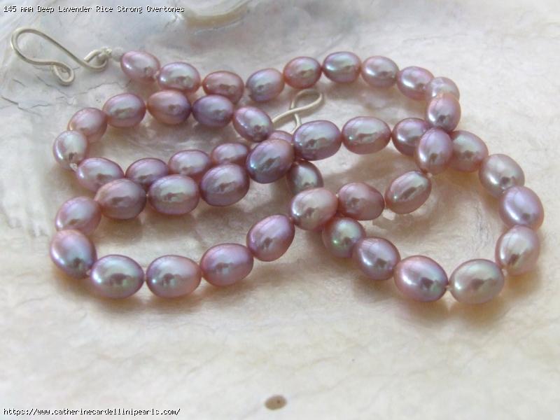 AAA Deep Lavender Rice Strong Overtones Freshwater Pearl Necklace