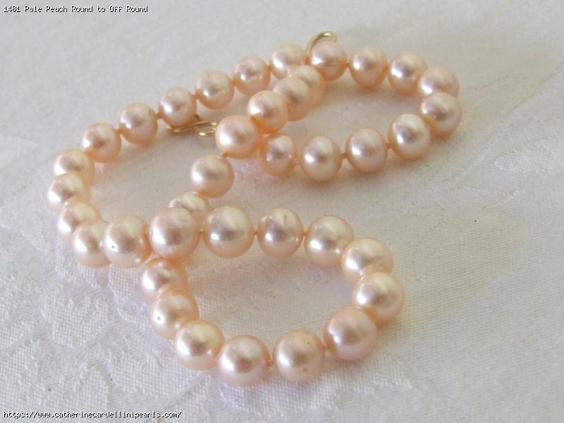 Pale Peach Round to Off Round Freshwater Pearl Necklace