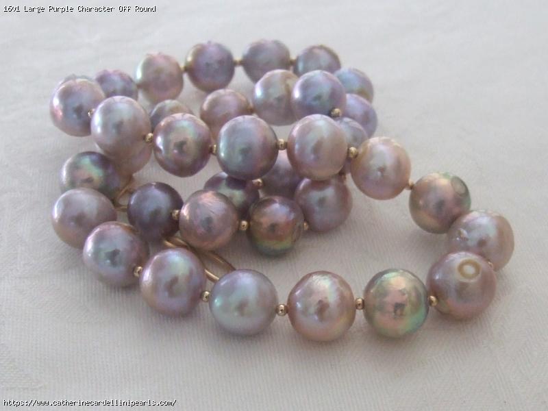 Large Purple Character Off Round Freshwater Pearl Necklace