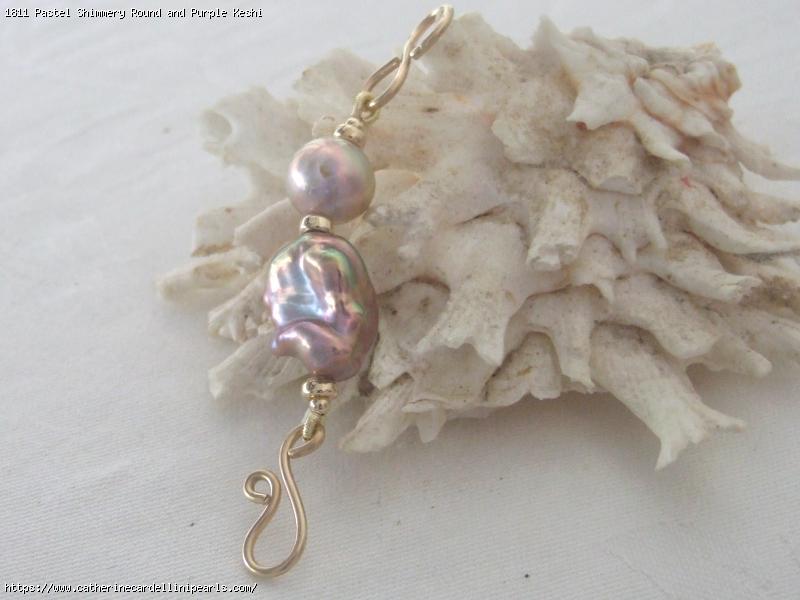 Pastel Shimmery Round and Purple Keshi Freshwater Pearl Necklace Extender - Zoey