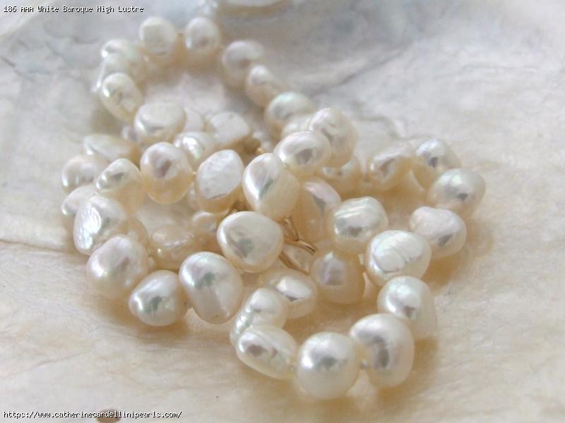AAA White Baroque High Lustre Freshwater Pearl Necklace
