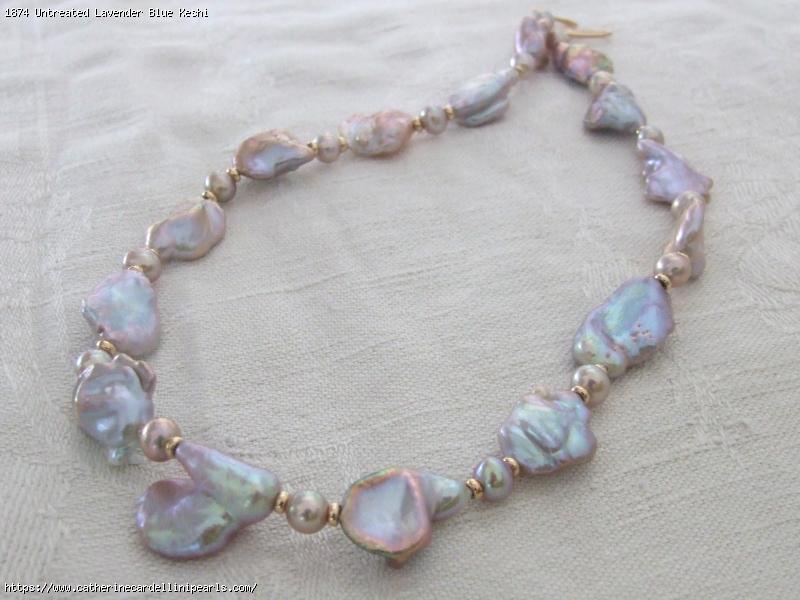 Untreated Lavender Blue Keshi Freshwater Pearl Necklace