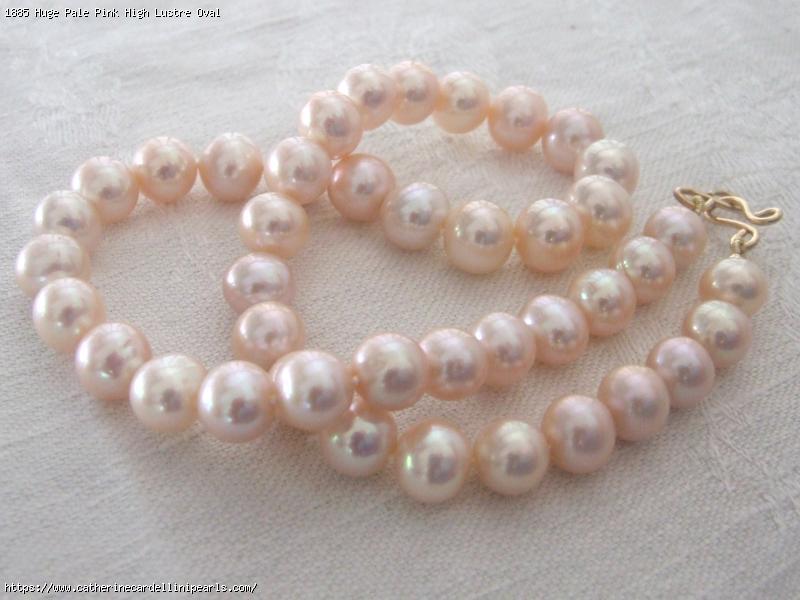 Huge Pale Pink High Lustre Oval Freshwater Pearl Necklace - Jen