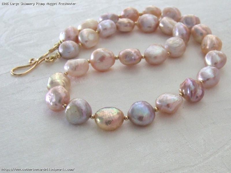 Large Shimmery Plump Nugget Freshwater Pearl Necklace - Zoey