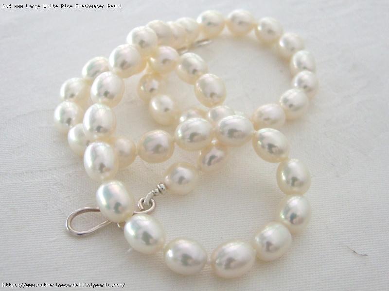 AAA Large White Rice Freshwater Pearl Necklace