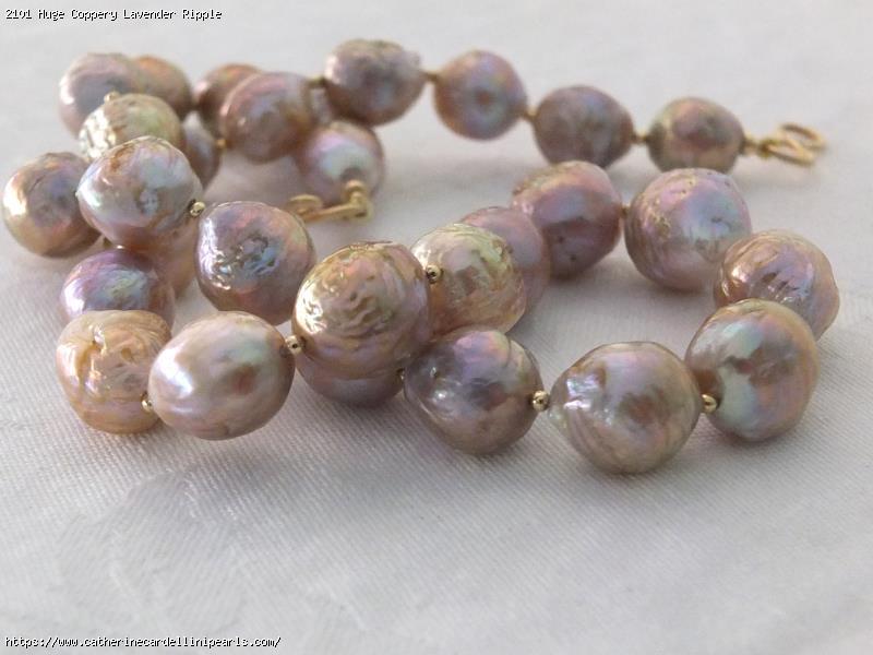 Huge Coppery Lavender Ripple Freshwater Pearl Necklace