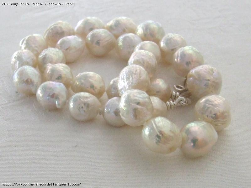 Huge White Ripple Freshwater Pearl Necklace