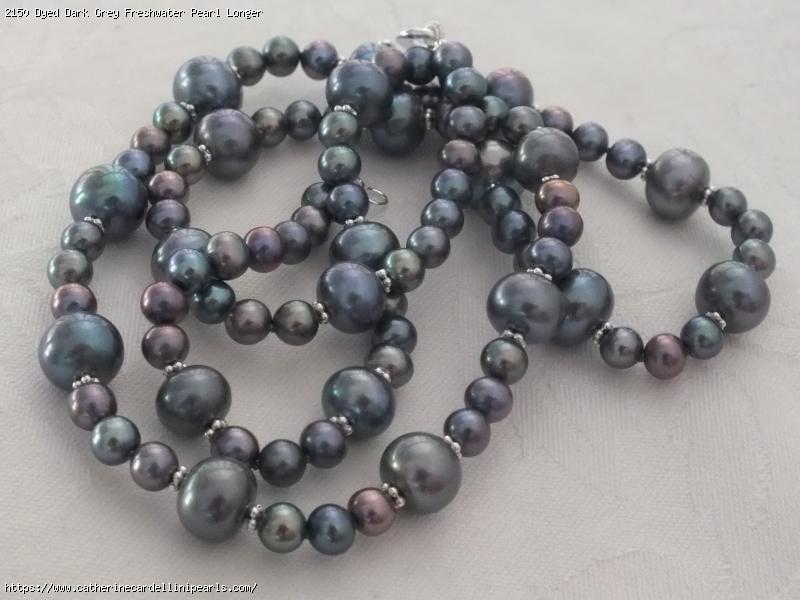 Dyed Dark Grey Freshwater Pearl Longer Necklace