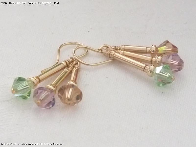 Three Colour Swarovski Crystal Rod Cluster Earrings