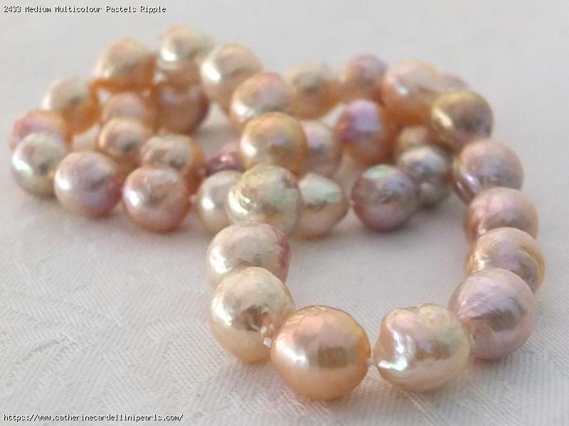 Medium Multicolour Pastels Ripple Freshwater Pearl Necklace 