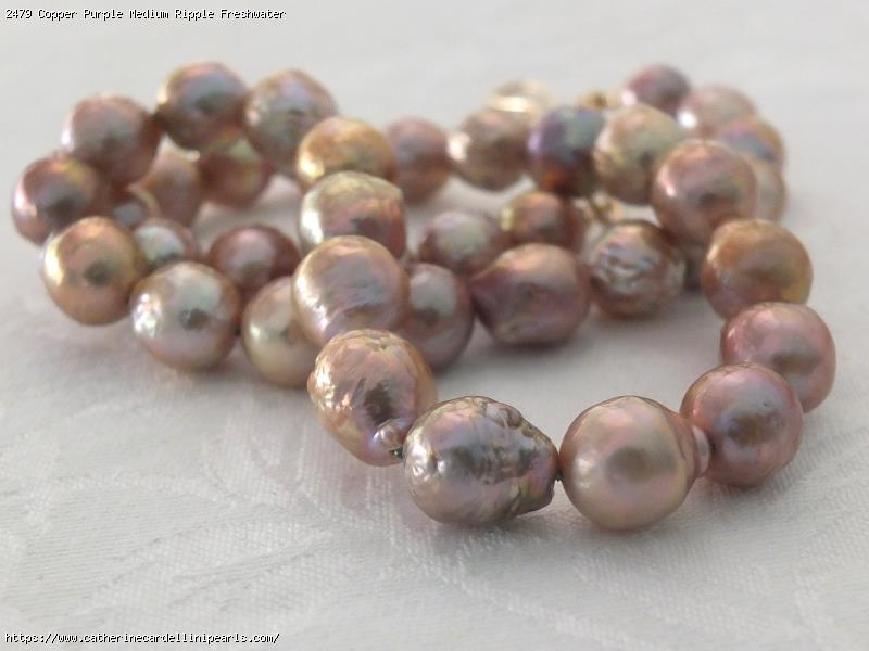 Copper Purple Medium Ripple Freshwater Pearl Necklace