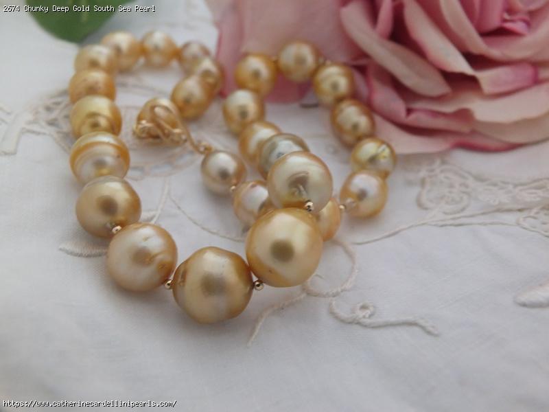 Chunky Deep Gold South Sea Pearl Necklace
