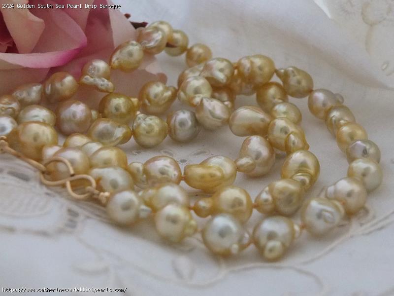 Golden South Sea Pearl Drip Baroque Longer Necklace