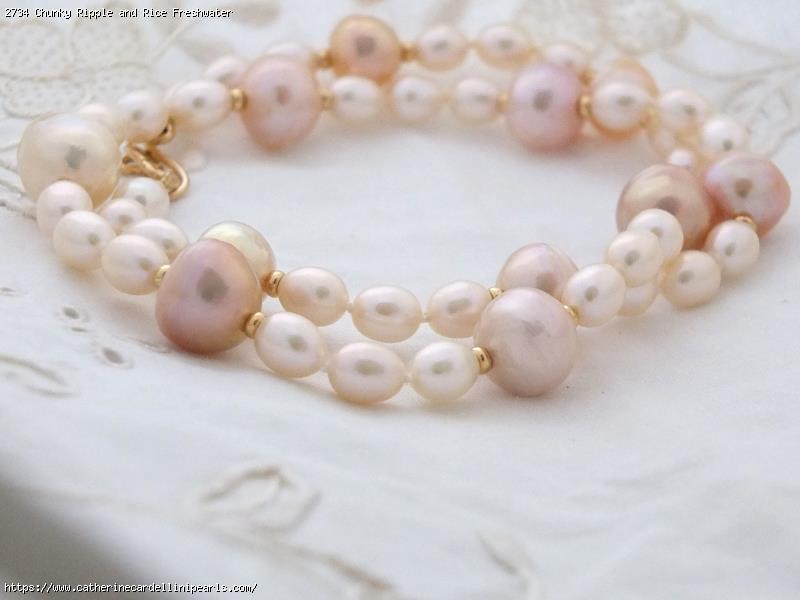 Chunky Ripple and Rice Freshwater Pearl Necklace