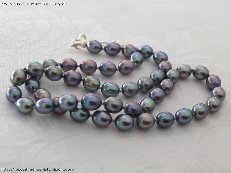 Colourful Overtones Small Grey Rice Freshwater Pearl Necklace