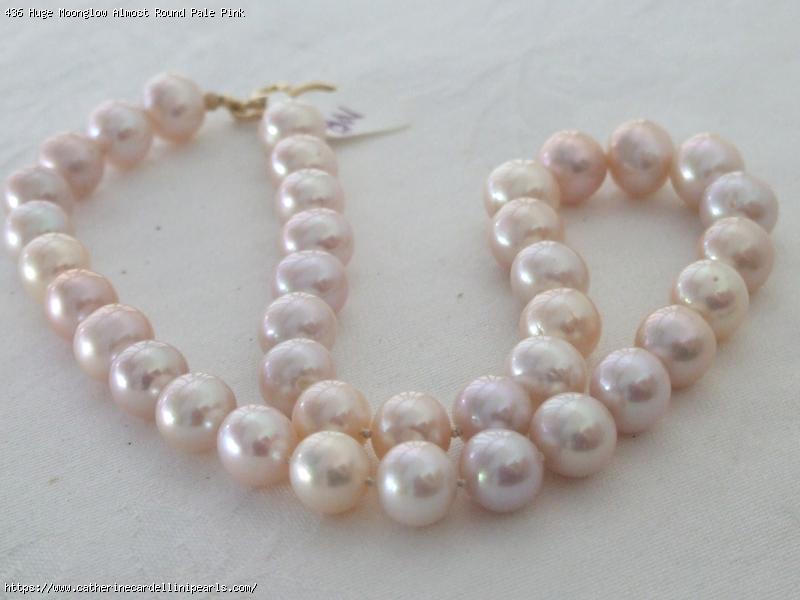 Huge Moonglow Almost Round Pale Pink And Lavender Freshwater Pearl Necklace