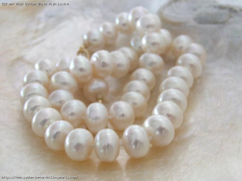 AA+ Huge Button White High Lustre Freshwater Pearl Necklace