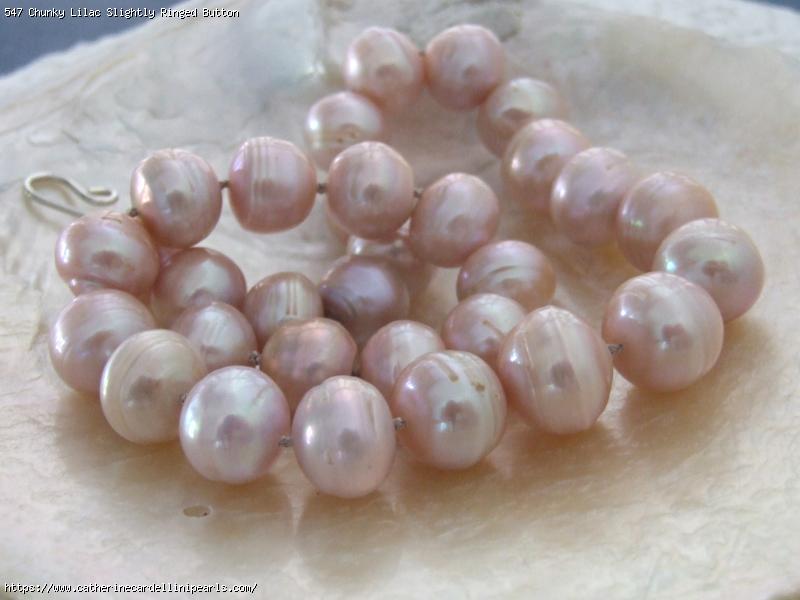 Chunky Lilac Slightly Ringed Button Freshwater Pearl Necklace
