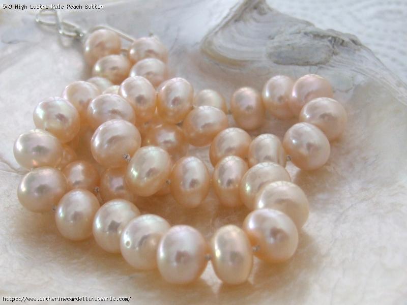 High Lustre Pale Peach Button Freshwater Pearl Necklace