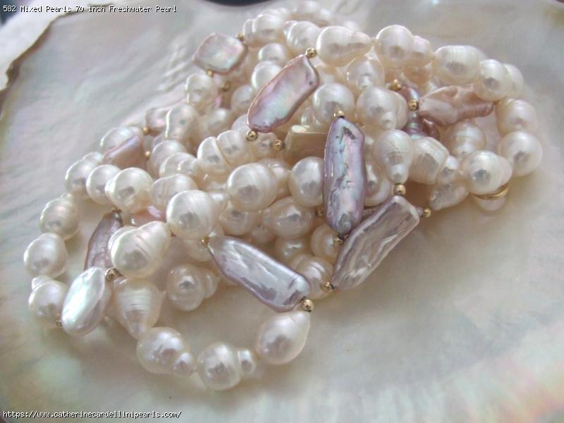 Mixed Pearls 70 inch Freshwater Pearl Rope