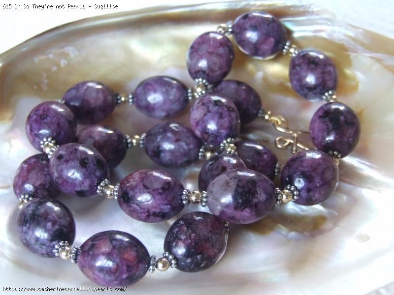 Ok So They're not Pearls - Sugilite Eggs Necklace And Earring Set - Ann