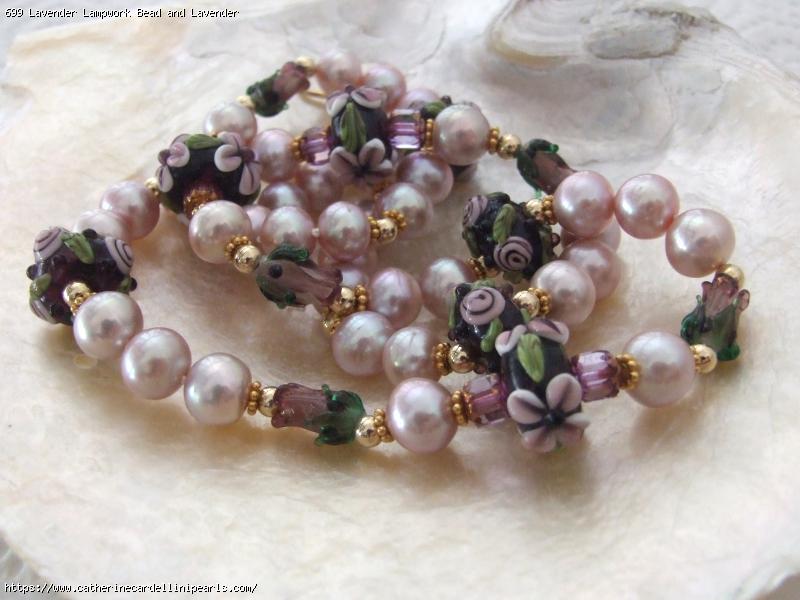Lavender Lampwork Bead and Lavender Freshwater Pearl Necklace