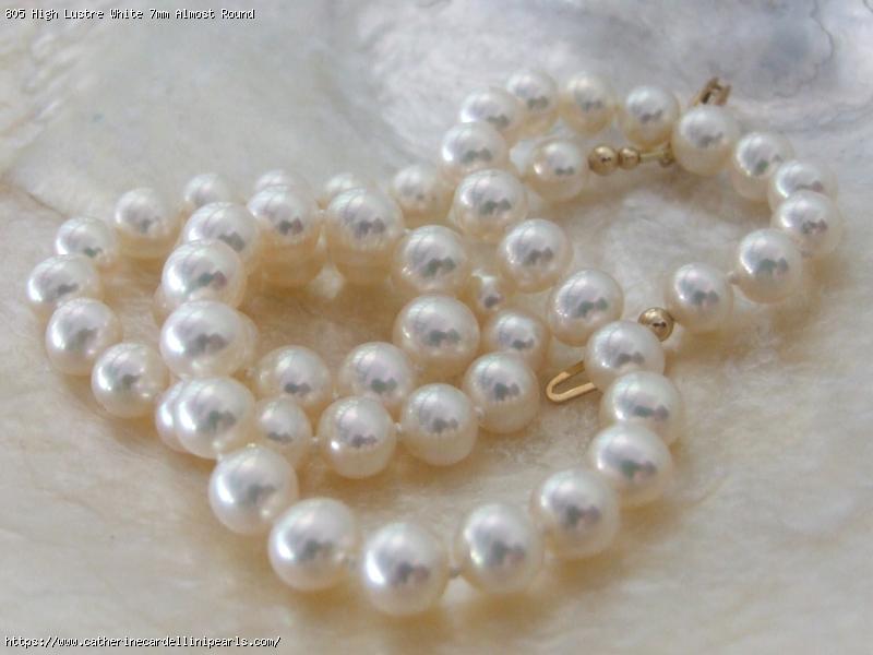 High Lustre White 7mm Almost Round Freshwater Pearl Necklace and Earring Set