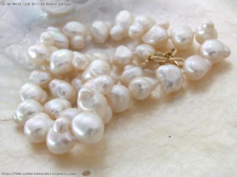 AA White Side Drilled Double Baroque Freshwater Pearl Necklace