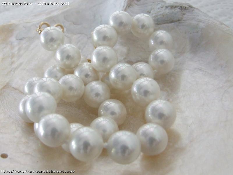Fabulous Fakes - 11.7mm White Shell Based Pearl Necklace and Earring Set