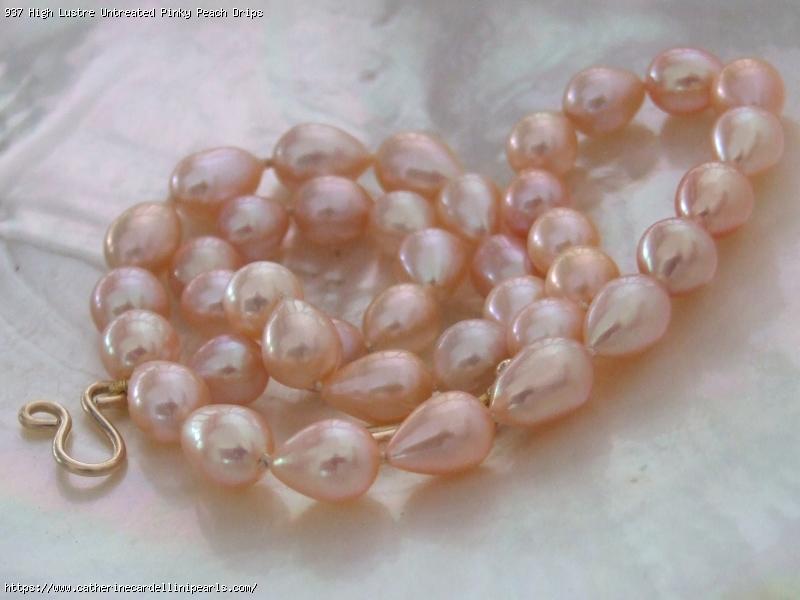 High Lustre Untreated Pinky Peach Drips Freshwater Pearl Necklace