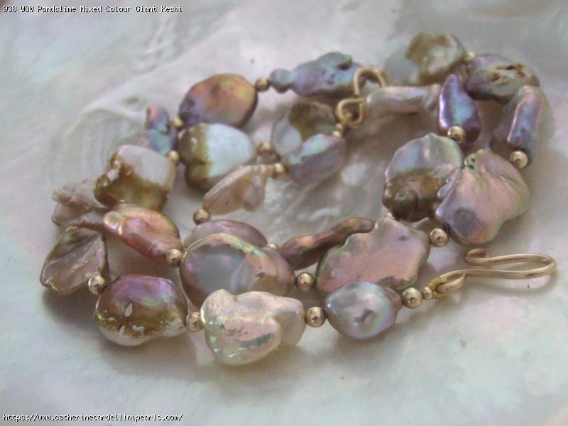 WOW Pondslime Mixed Colour Giant Keshi Freshwater Pearl Necklace
