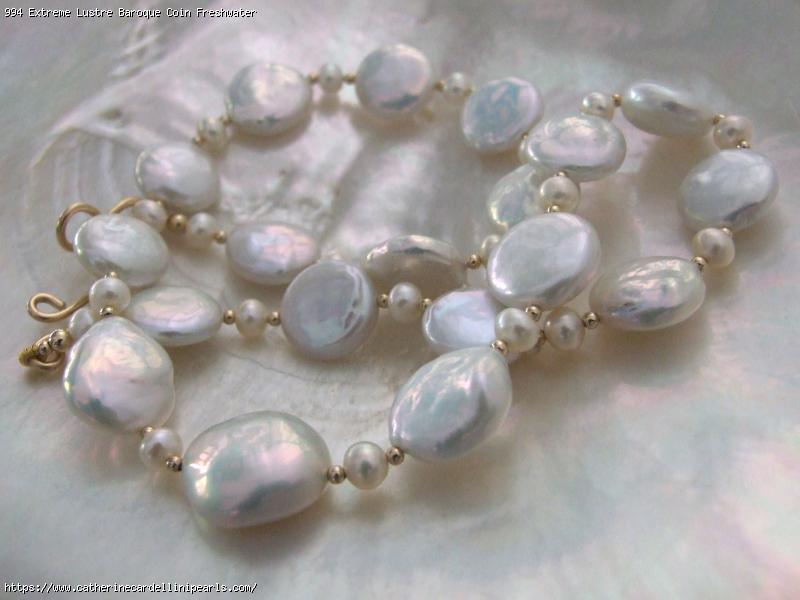 Extreme Lustre Baroque Coin Freshwater Pearl Necklace