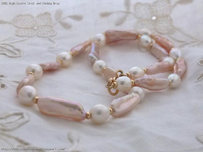 High Lustre Stick and Chubby Drip Freshwater Pearl Necklace